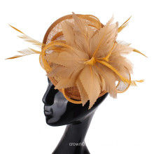 Wholesale flower sinamay base fascinator hats with feather for ladies women cocktail hair clip tea party derby wedding